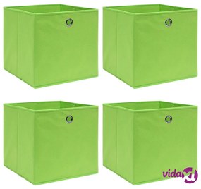 vidaXL Scatole Portaoggetti 4pz Verdi 32x32x32 cm Tessuto