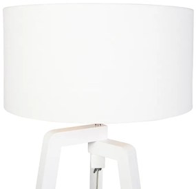 Lampada da terra legno bianco paralume bianco 50 cm - PUROS