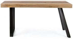 Tavolo ELMER in legno di acacia e gambe in acciaio nero, 200×100 cm