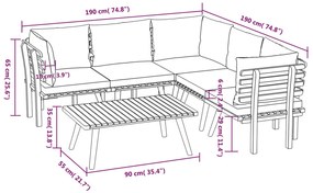 Set Divani da Giardino 6 pz con Cuscini in Massello di Acacia