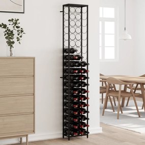 Portavini Da 57 Bottiglie Nero 34x18x200cm İn Ferro Battuto /