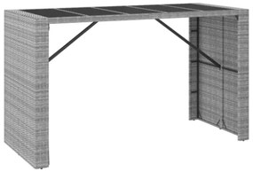 Set Bar da Giardino 9 pz con Cuscini in Polyrattan Grigio