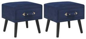 Comodini Blu 2 Pz 40x35x40 Cm İn Velluto /