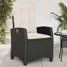 Sedie reclinabili da giardino 2 pz con cuscini nero polyrattan