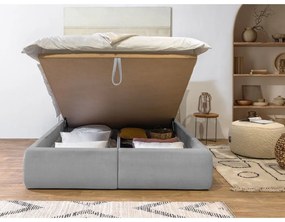 Letto matrimoniale imbottito grigio chiaro con contenitore con griglia 180x200 cm Jade - Bobochic Paris