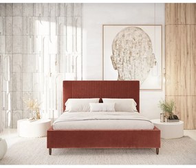 Letto matrimoniale imbottito color mattone con contenitore con rete inclusa 160x200 cm Etero – Maison de Rêve
