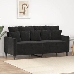 Divano A 2 Posti Nero 140 Cm İn Velluto /