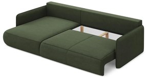 Divano angolare verde allungabile/con contenitore (con penisola a sinistra) Nanea – Makamii