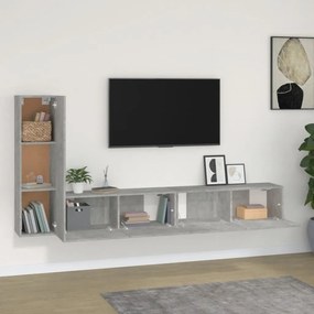 Set di mobili porta tv 3 pz grigio cemento in legno multistrato