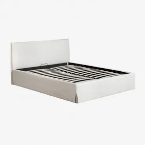 Letto A Scomparsa Imbottito Lorea Tessuto Bianco Antico & 150 X 200 Cm - Sklum