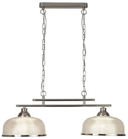 Lampadario Rustico-Country Bistrot Ii Acciaio Argento Vetro 2 Luci E27