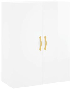 Credenza Bianco Lucido 69,5x34x180 cm in Legno Multistrato