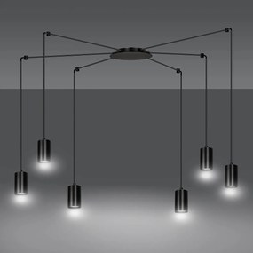 Lampadario a Sospensione in Acciaio TRAKER 6 BLACK e WHITE