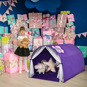 Costway Tenda da gioco per letto dei bambini con borsa di trasporto, Casetta portatile con doppia tenda a rete