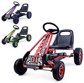 Costway Go Kart per bambini a pedali regolabile, Go kart con sedile in PP 98x59x61cm 4 Colori