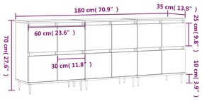 Credenze 3 pz Bianco Lucido in Legno Multistrato