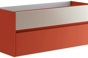 Mobile da bagno sotto lavabo Niwa paprika frontale in vetro sabbia laccato opaco L 119.5 x H 50 x P 45.5 cm 2 cassetti, lavabo non incluso