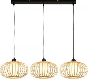 Briloner 4759031 - Lampadario sospeso con cavo 3xE27/10W/230V nero/bambù