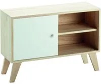 Mobiletto soggiorno, credenza cucina, 2 ante scorrevole, legno paulownia 70x25x49H Slome