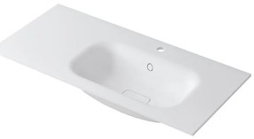 Lavabo integrale rettangolare vasca a destra L 100.5 x H 15 x P 46 cm in resina bianco opaco