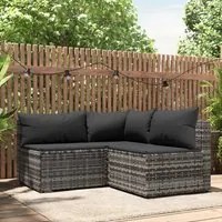 Set Divani da Giardino 3 pz con Cuscini in Polyrattan Grigiocod mxl 82201