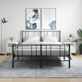 Comodini 2pz Bianco Lucido 40x35x50 Cm İn Legno Multistrato /