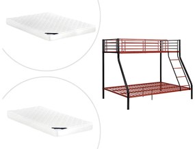 Letto a castello 90 e 140 x 190 cm Acciaio Nero e Rosso + Materasso - ELEVATIO IV