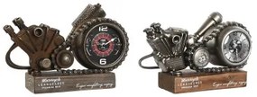 Orologio da Tavolo Home ESPRIT Marrone Argentato Metallo Vintage 27 x 10,5 x 18 cm (2 Unità)