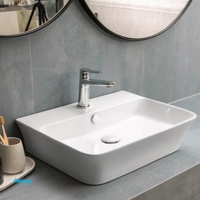 Lavabo D'Appoggio Da 41x41,5 Cm Finitura Bianco Lucido