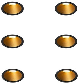 Set di 6 Faretti da incasso moderni Neri con oro GU10 35mm IP44 - Dept