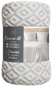 Set con copriletto e federa bianco/beige in jersey 240x260 cm Joana – douceur d'intérieur