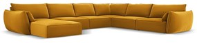 Divano angolare color senape (con penisola a destra/a U) con rivestimento in velluto Vanda – Mazzini Sofas