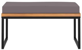 Poggiapiedi con cuscino 66x66x36cm in legno acacia grigio scuro