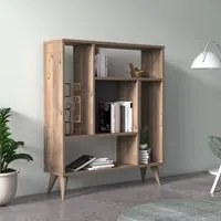 Libreria con cinque scomparti, cm 90 x 25 x 105, colore quercia