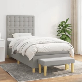 Giroletto A Molle Con Materasso Grigio Chiaro100x200 Cm Tessuto /