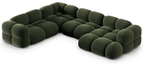 Divano angolare verde (con penisola a sinistra/a U) con rivestimento in velluto Loretto – Cosmopolitan Design