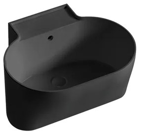 Lavabo da appoggio Tino COLAVENE ovale piletta non inclusa in ceramica L 60 x H 35 x P 50 cm nero opaco piletta non inclusa