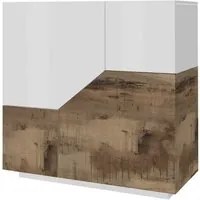 Credenza Soggiorno Moderna 100x43x106cm - NEBULA Colore: bianco laccato/ acero pereira