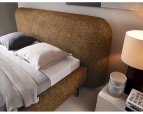 Letto matrimoniale imbottito giallo ocra con contenitore e rete inclusi 140x200 cm Pointt – ELTAP