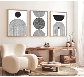 SET 3x Foto in cornice 50x70 cm nero/bianco