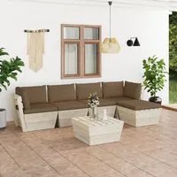 Set Divani da Giardino su Pallet 6 pz con Cuscini Legno Abete cod mxl 52359