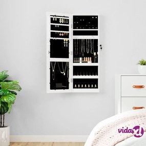 vidaXL Armadio Portagioie a Specchio con Luci LED a Parete Bianco