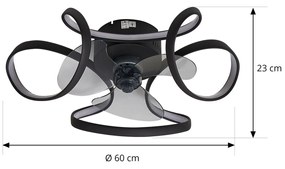 Lindby Ventilatore da soffitto a LED Lomata, nero, silenzioso, Ø 23 cm