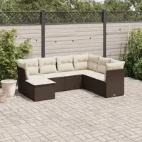 Set Divani da Giardino 7 pz con Cuscini Marrone in Polyrattan 3217993