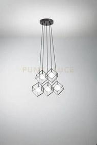 Sospensione in metallo colore nero cube 5 luci attacco g9 d.55cm