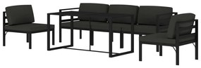 Set divani da giardino 6 pz con cuscini in alluminio antracite