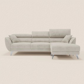 Michelangelo Divano Angolare con Penisola e Sedute Estensibili - Poggiatesta reclinabili in raffinato tessuto smacchiabile effetto vellutino T30