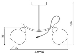 Lampadario a sospensione con supporto rigido CONNOR 2xE27/15W/230V cromo lucido/bianco