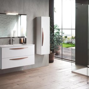Mobile sottolavabo e lavabo Arco per vasca centrale bianco opaco L 100 cm 2 cassetti