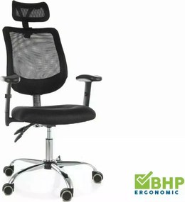 Sedia da ufficio Q-118R nera e argento – 60x44x115 cm